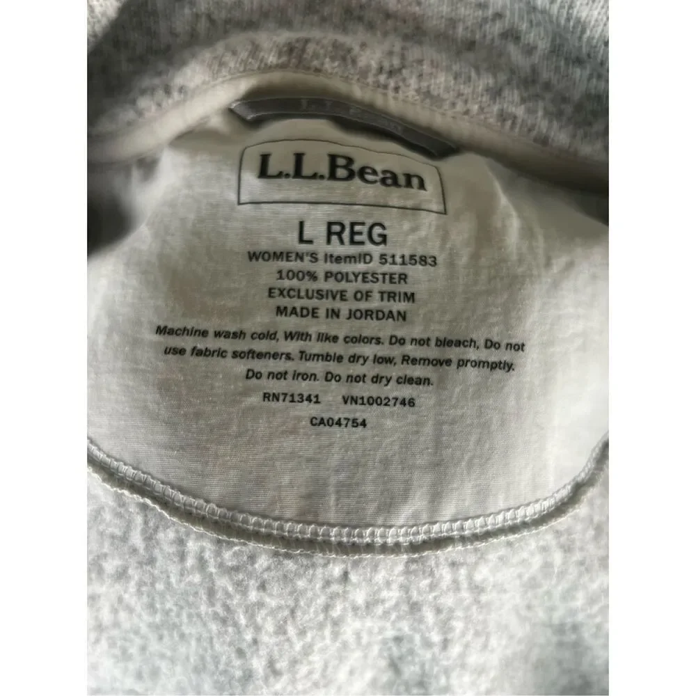 L.L.Bean Sweater Fleece Full-Zip Overlay Jacket Women's large Heather Gray Logo - Picture 5 of 6